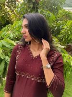 brown badri silk kurti - Image 2