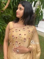 light golden silky georgette saree - Image 2