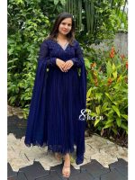 blue faux georgette kurti