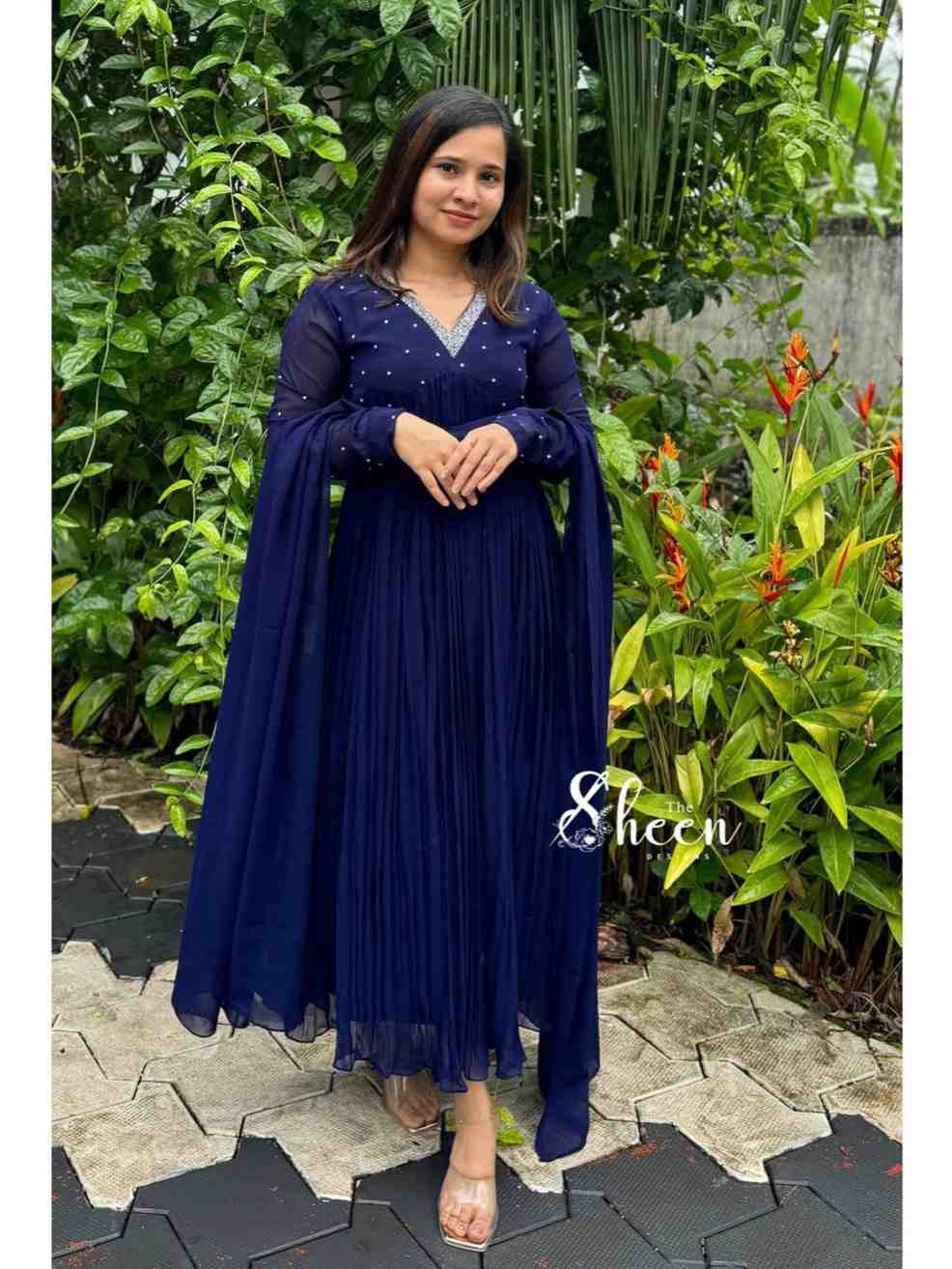 F805B8B9-2C1C-4518-95CB-96E8BE11F023 (1) blue faux georgette kurti - Image 1
