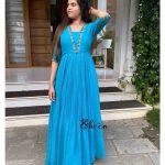 Aquablue georgette Anarkali