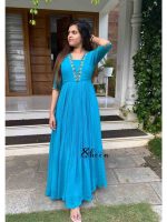 Aquablue georgette Anarkali