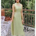 Pista green crispy georgette kurti