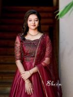 reddishmarron shade crop top, skirt and duppatta - Image 2