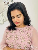 pastel peach faux georgette kurti - Image 2