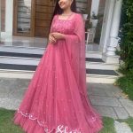 pinkish shade  crop top, skirt and duppatta