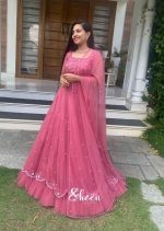 pinkish shade  crop top, skirt and duppatta