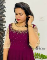 Elegant wine-red panel cut kurti - Image 2
