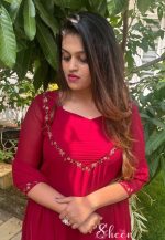 Reddish maroon georgette A-line kurti - Image 2