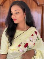 Premium yellow Uppada silk saree - Image 2