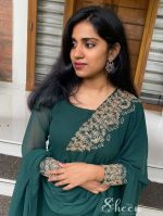 Bottle green georgette kurti - Image 2