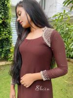 Brown georgette A-line kurti - Image 2