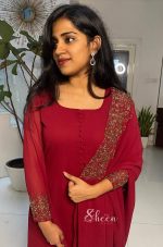 Reddish maroon georgette kurti - Image 2