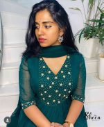 Bottle green georgette Anarkali - Image 2