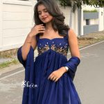 blue silky georgette kurti