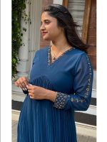 Teal blue georgette kurti - Image 2