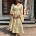 Golden brocade panel cut kurti