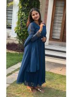Teal blue georgette kurti - Image 3