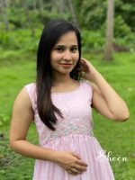 Soft pastel pink net cotta frock - Image 2