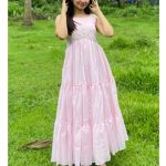 Soft pastel pink net cotta frock