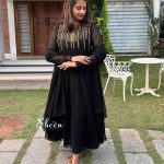 Black pannel-cut georgette kurti