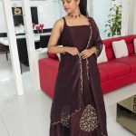 Brown panel-cut kurti