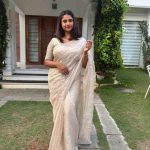 Light golden organza saree