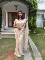 Light golden organza saree
