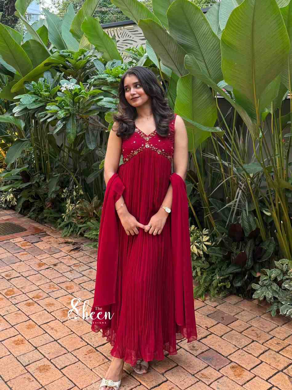 IMG_4354 Reddish marron georgette kurti - Image 1