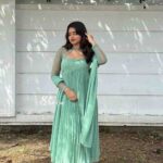 Green georgette Anarkali