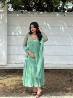 Green georgette Anarkali
