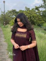 Brownish winered silky georgette kurti - Image 2