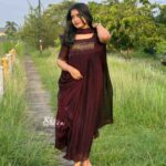 Brownish winered silky georgette kurti
