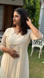 Beige faux georgette kurti - Image 2