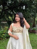 Golden tissue panel cut kurti - Image 2