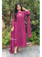 Dark magenta faux georgette kurti