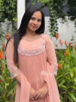 Soft peach shade georgette kurti - Image 2