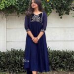 Dark blue faux georgette kurti