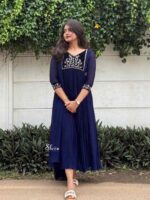 Dark blue faux georgette kurti