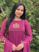 Dark magenta faux georgette kurti - Image 2