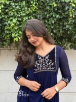 Dark blue faux georgette kurti - Image 2