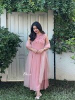Dusty rose pink panel-cut kurti