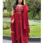 Reddishmarron silky georgette outfit