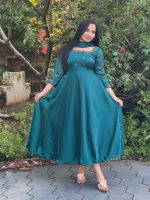 Teal blue silky georgette anarkali