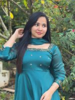 Teal blue silky georgette anarkali - Image 2