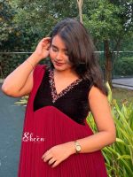 black and reddish marron shade faux georgette kurti - Image 2