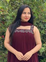 Brownish marron shade faux georgette kurti - Image 2